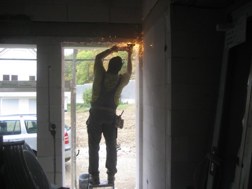 Pic of cutting out the main door header